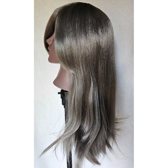 20'' Long Straight Grey Synthetic Wig Bang Layers Cosplay Costume Anime Gray NEW - Picture 5 of 8